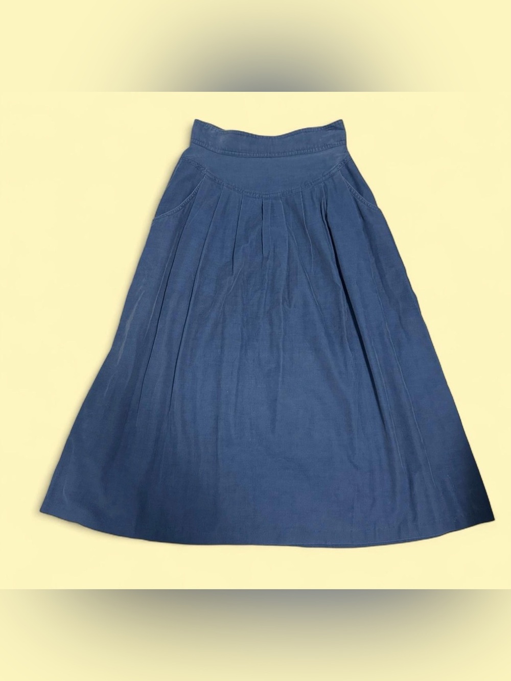 Vintage SK & Company Blue Cotton Pleated Skirt Made in Ireland Size 6